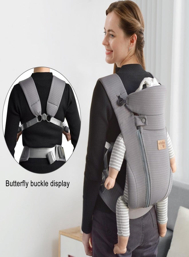vrbabies New Upgrade Ergonomic Baby Carrier Newborn Toddler Wrap Carrier,Hands Free Baby Sitting Sling,Breathable,Perfect for Infants/Chest Sling for Babies Shower Gift (Striped Dark Grey, Upgrade-with Belt) - Image 3
